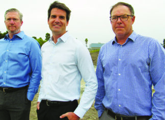 Housing for Teachers Bogard Construction leaders Jared Bogaard, Ryan Bogaard and Dave Sullivan stand at the future Santa Cruz City Schools staff housing site
