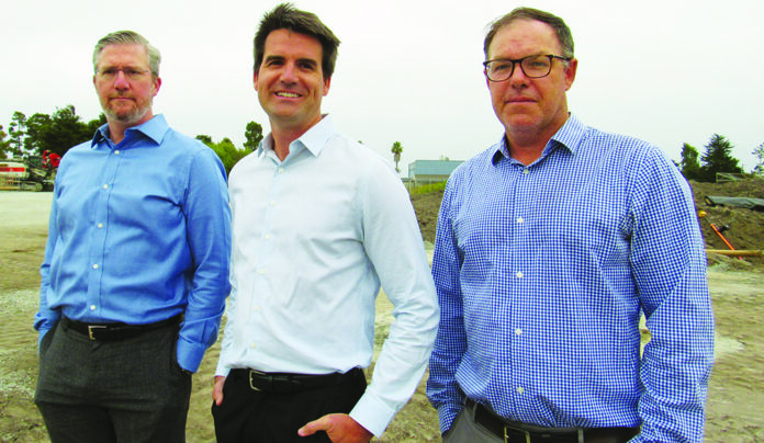 Housing for Teachers Bogard Construction leaders Jared Bogaard, Ryan Bogaard and Dave Sullivan stand at the future Santa Cruz City Schools staff housing site
