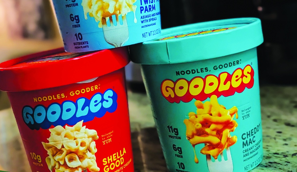 Goodles instant noodle cups and protein pasta products from the Santa Cruz-based food company.