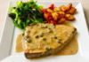 Combo Pizza Swordfish picatta with capers, roasted potatoes and mixed greens at La Placa Italian Cuisine.