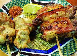 A Taste of Japan Grilled chicken wings and chicken kneecap yakitori at Toriman Japanese Market in Capitola.