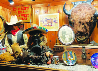 Gone, Bar Western artifacts and decorations inside the Over The Hill Gang Saloon.