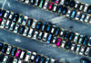No Parking at Any Time Aerial view of a crowded parking lot illustrating UC Santa Cruz parking demand.