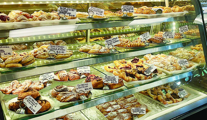 Mangia Marriage Display case filled with Italian pastries at La Placa Italian Cuisine in Scotts Valley.