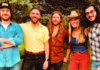 Kicking Good Time Members of Santa Cruz country and Americana band Kentucky Mule posing outdoors.