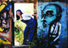 Haunting Santa Cruz Aubrey Graves leans through a doorway surrounded by colorful graffiti at the White Lady’s House in 1999.